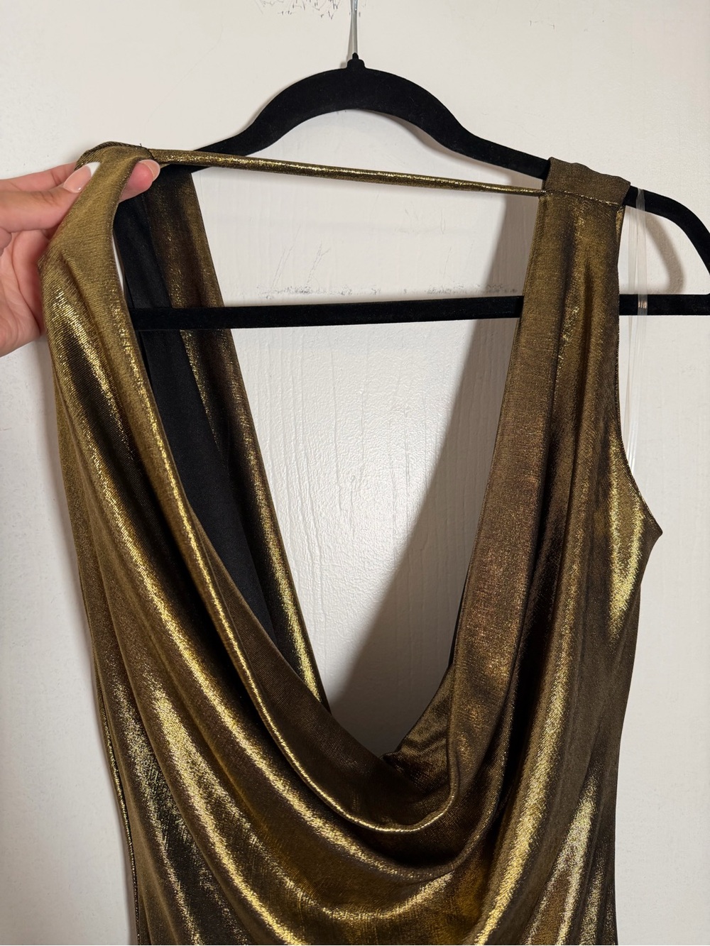 JLUXLABEL Metallic Gold Cowl Neck Maxi Dress - Picture 4 of 4